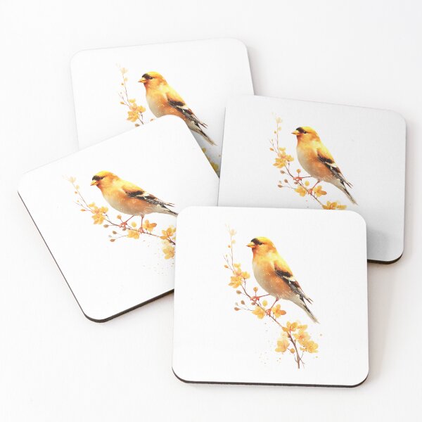 Item preview, Watercolor Goldfinch on Golden Branch designed and sold by Teecha45.