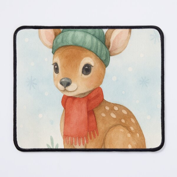 Item preview, Cute Winter Fawn in Green Beanie – Watercolor Art designed and sold by TaRoPonn.