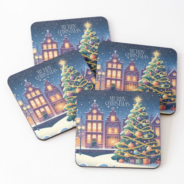 Item preview, Magical Amsterdam in the Snow – Dutch Christmas City Scene with Canals and Tree Lights designed and sold by Sugar Wisdom .