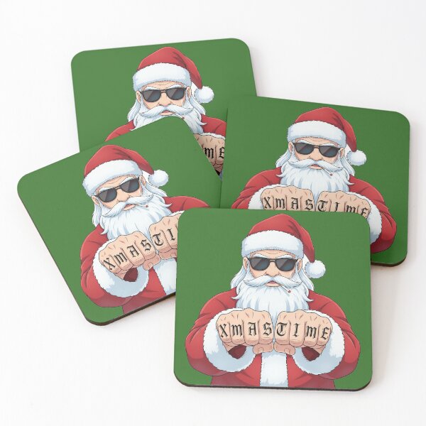 Item preview, Santa Claus with tattoo knuckles smoking cigarette in gangster pose Anime style designed and sold by RATIO CREATIVA.
