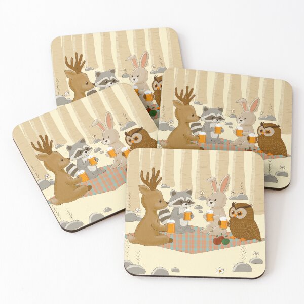 Item preview, Forest Animals having a beer in the woods designed and sold by pholiumsigma_design.