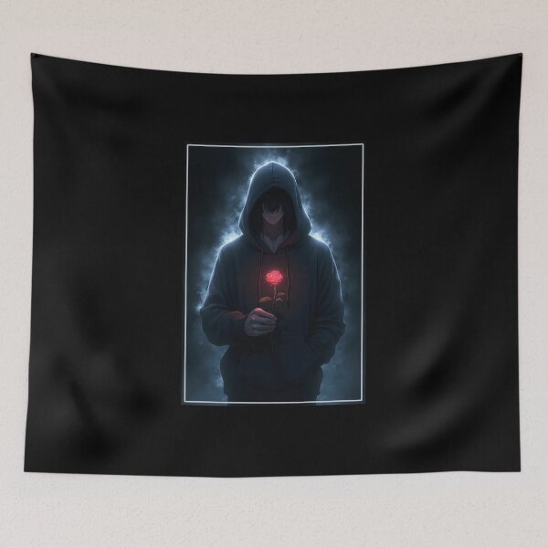 Item preview, A mysterious anime-style man wearing a hooded hoodie designed and sold by OhmAuraArt.