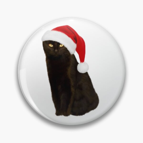 Item preview, Serious Black Cat Wearing a Festive Christmas Santa Hat designed and sold by Aesthetic Crew.