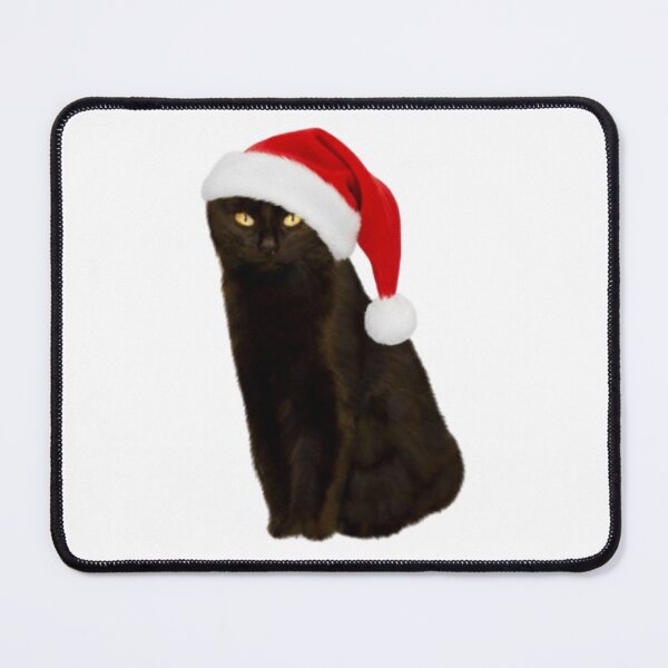 Item preview, Serious Black Cat Wearing a Festive Christmas Santa Hat designed and sold by Aesthetic Crew.