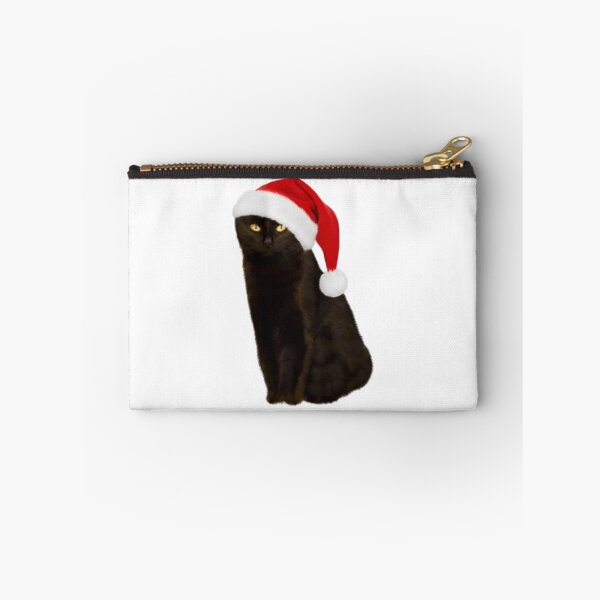 Item preview, Serious Black Cat Wearing a Festive Christmas Santa Hat designed and sold by Aesthetic Crew.