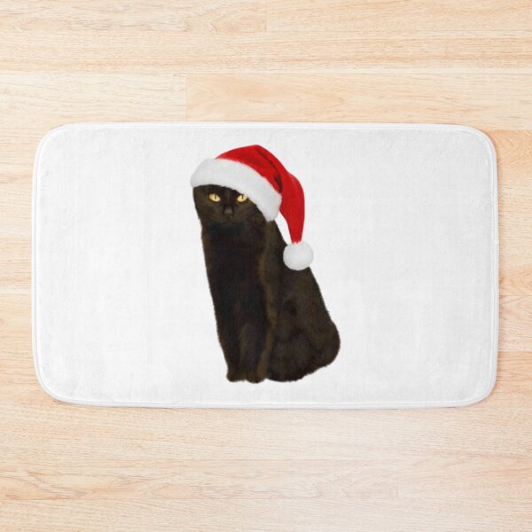 Item preview, Serious Black Cat Wearing a Festive Christmas Santa Hat designed and sold by Aesthetic Crew.