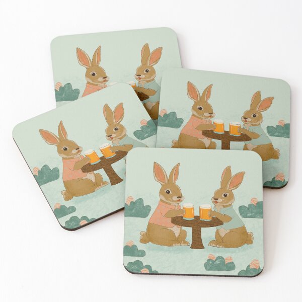 Item preview, Rabbits having a beer in the woods designed and sold by pholiumsigma_design.
