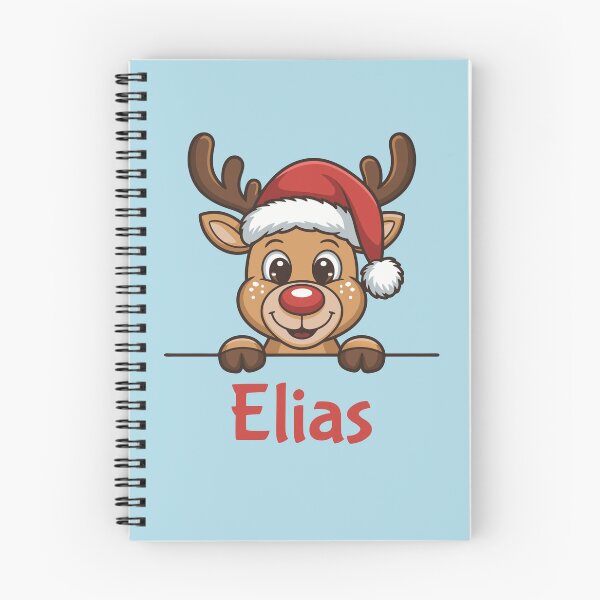 Item preview, Elias Cute Christmas Reindeer Graphic with Santa Hat | Personalized Holiday Gift Idea designed and sold by 89BLACK.