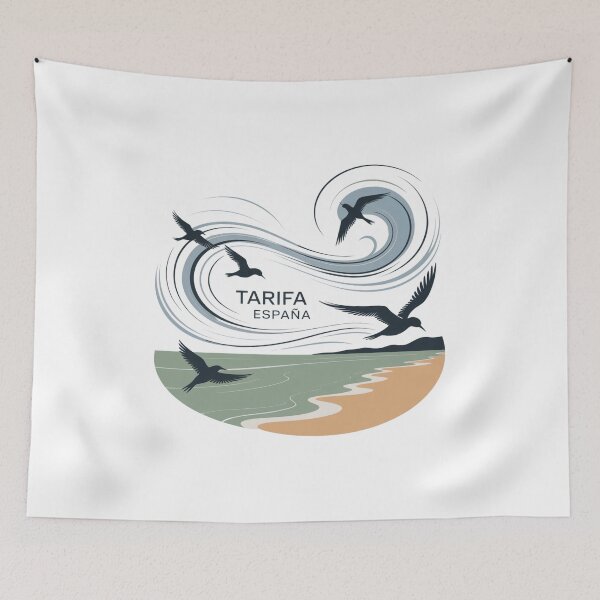 Item preview, Tarifa España Aves y viento costero — Diseño minimalista de fauna oceánica designed and sold by CircinusStore.