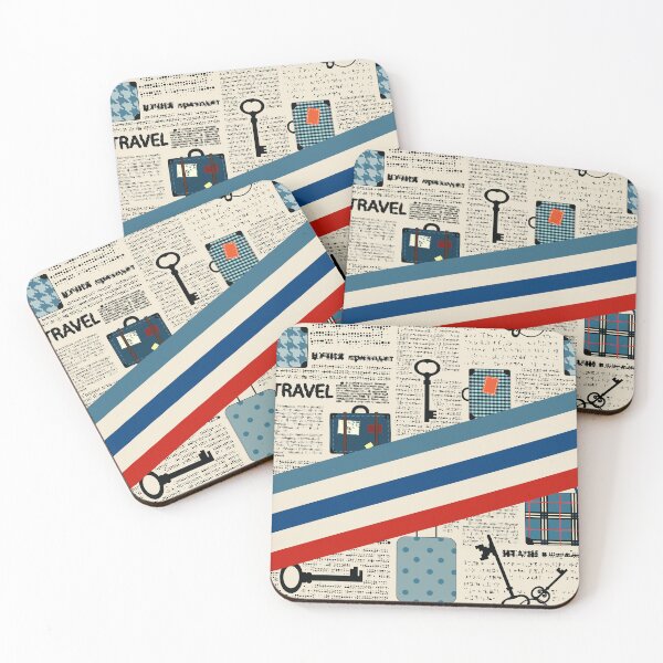 Item preview, Vintage Travel Newspaper Pattern with Modern Stripes designed and sold by dnyl.