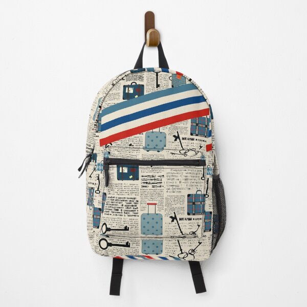 Item preview, Vintage Travel Newspaper Pattern with Modern Stripes designed and sold by dnyl.