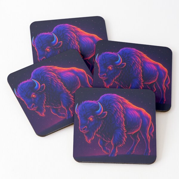 Item preview, Neon Bison – Vaporwave Cyber Wild Animal Art designed and sold by GolabMagic.