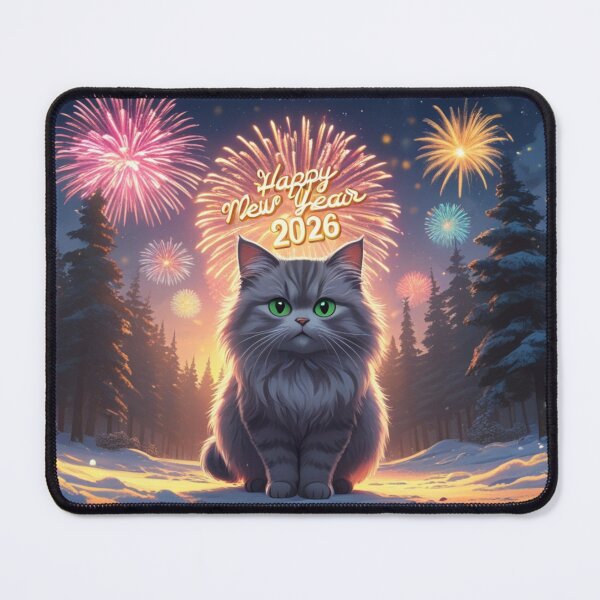 Item preview, Cat, animal, New Year 2025, December, snow, winter, cute, fireworks, designed and sold by evanurozi.