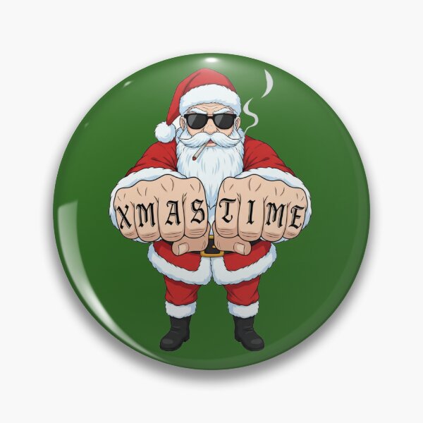Item preview, Santa Claus with tattoo knuckles smoking joint in gangster pose Anime style designed and sold by RATIO CREATIVA.
