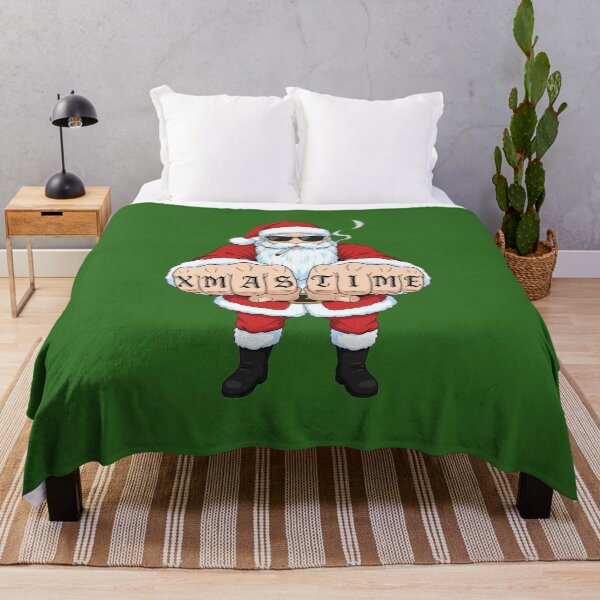 Item preview, Santa Claus with tattoo knuckles smoking joint in gangster pose Anime style designed and sold by RATIO CREATIVA.