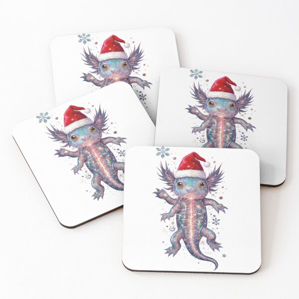 Item preview, Trippy Neon Axolotl in Santa Hat – Psychedelic Holiday Lights Design designed and sold by MadeByACJ.