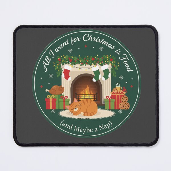 Item preview, Funny Christmas Cat Shirt | All I Want is Food and a Nap | Cozy Winter Fireplace Design | Lazy Xmas Gift designed and sold by Dreamprintx2.