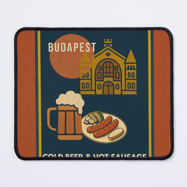 Item preview, Budapest Urban Gastro – Cold Beer & Hot Sausage Art Deco Poster designed and sold by IdolejaArt.