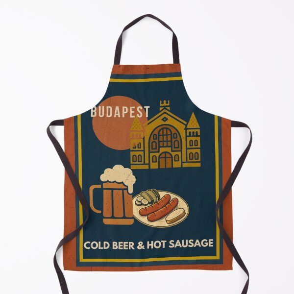 Item preview, Budapest Urban Gastro – Cold Beer & Hot Sausage Art Deco Poster designed and sold by IdolejaArt.