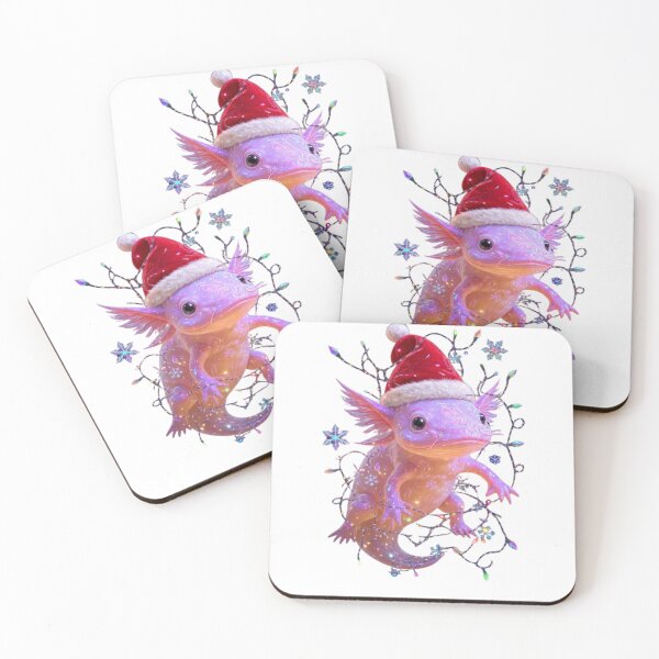 Item preview, Cosmic Christmas Axolotl – Psychedelic Neon Lights & Festive Snowflakes designed and sold by MadeByACJ.
