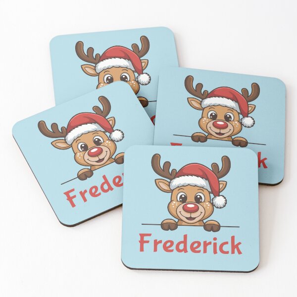 Item preview, Frederick Cute Christmas Reindeer Graphic with Santa Hat | Personalized Holiday Gift Idea designed and sold by 89BLACK.