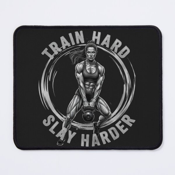 Item preview, Train Hard, Slay Harder – Detailed Female Gym Artwork designed and sold by ReptiWorks.
