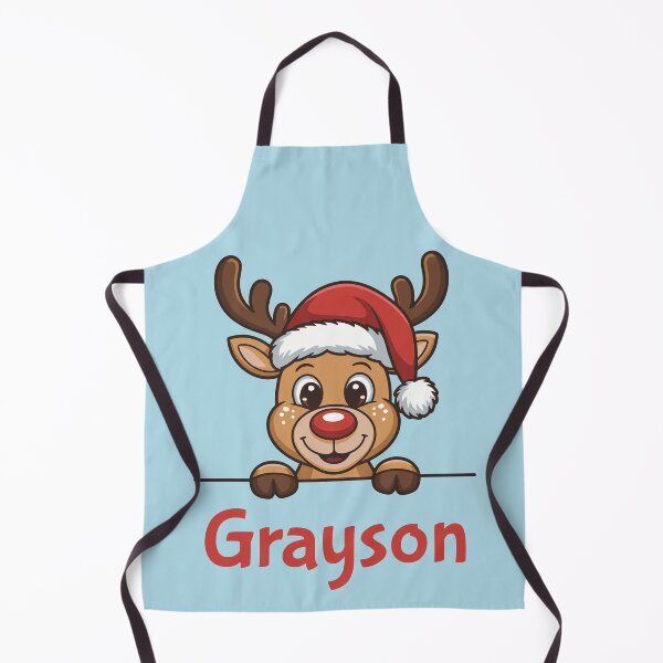 Item preview, Grayson Cute Christmas Reindeer Graphic with Santa Hat | Personalized Holiday Gift Idea designed and sold by 89BLACK.
