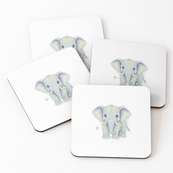Item preview, Whimsical Baby Elephant Sticker with Ornate Gold Patterns designed and sold by MyEz Style.