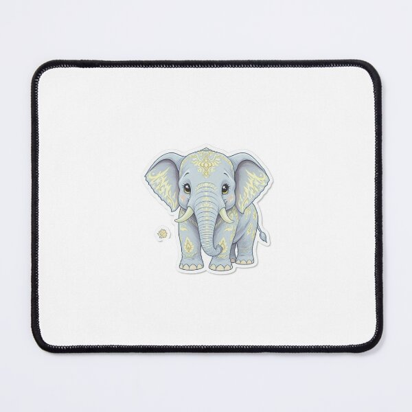 Item preview, Whimsical Baby Elephant Sticker with Ornate Gold Patterns designed and sold by MyEz Style.