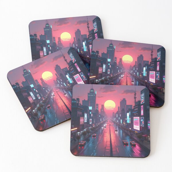 Item preview, Futuristic City Sunset with Neon Reflections designed and sold by Teeshirtstoday.com.