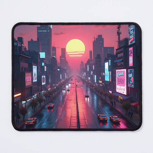 Item preview, Futuristic City Sunset with Neon Reflections designed and sold by Teeshirtstoday.com.