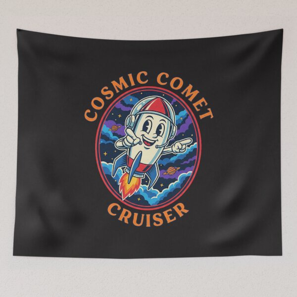 Item preview, Cosmic Comet Cruiser - Happy Retro Rocket Mascot designed and sold by AwesomeBeyondLimits.