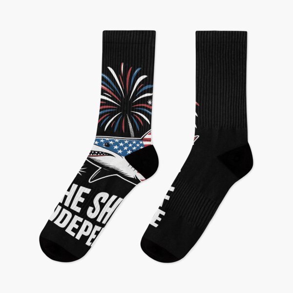 Item preview, Shark of Independence 4th of July Open Jaws Flag Fireworks  designed and sold by THagBlue.