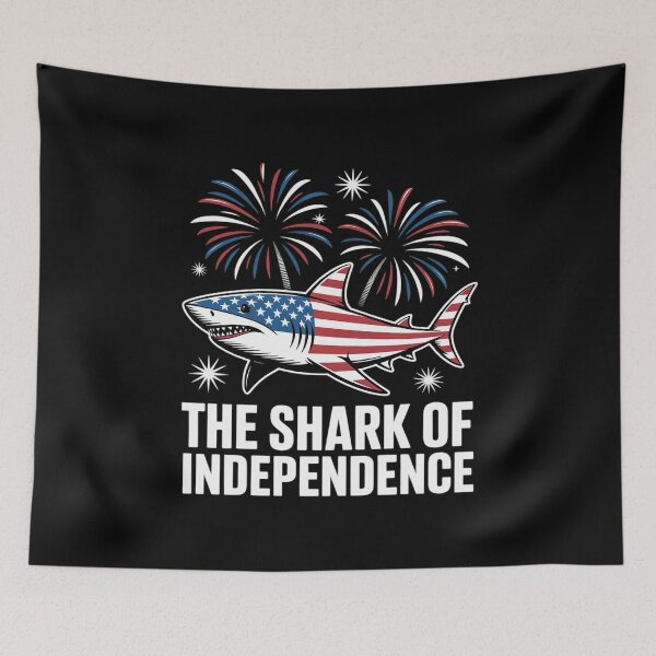 Item preview, Shark of Independence 4th of July Open Jaws Flag Fireworks  designed and sold by THagBlue.