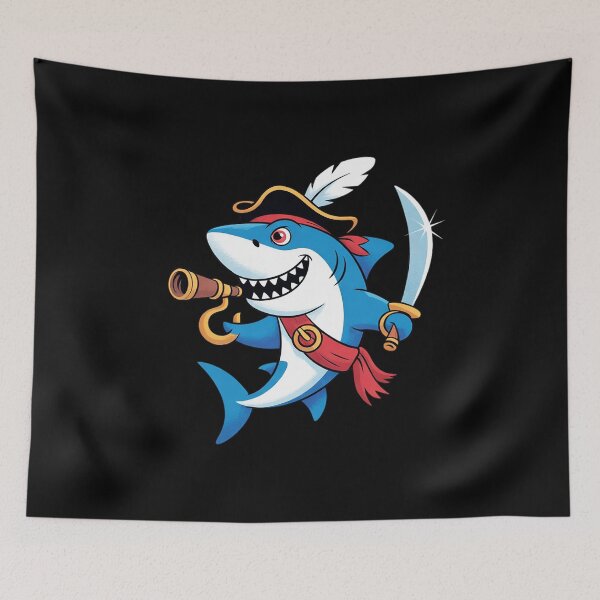 Item preview, Shark Pirate Costume Jolly Roger Flag Jawsome Boys Men  designed and sold by THagBlue.