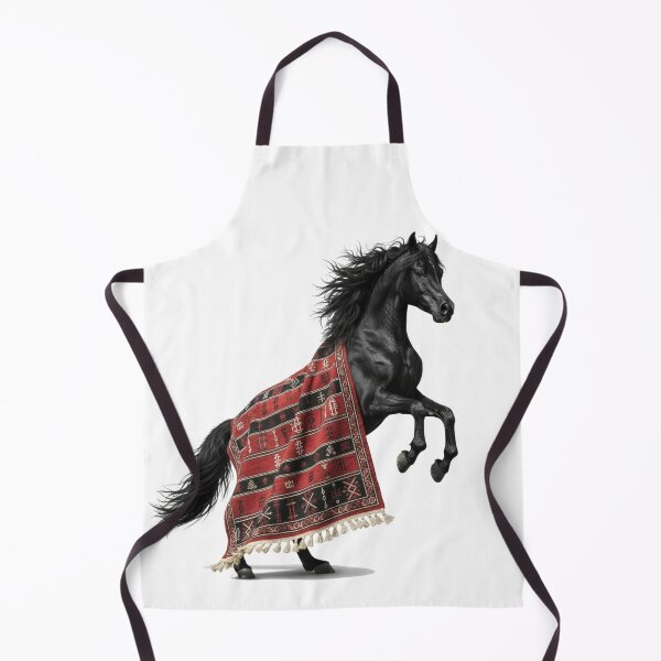 Item preview, Majestic Black Arabian Horse with Dramatic Red and Black Kilim Tribal Rug designed and sold by designwiss.