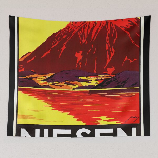 Item preview, Vintage Niesenbahn Travel Poster | Art Deco Swiss Pyramid Print | Vibrant Mountain Funicular Art | Switzerland Railway Decor designed and sold by artofuniverse.
