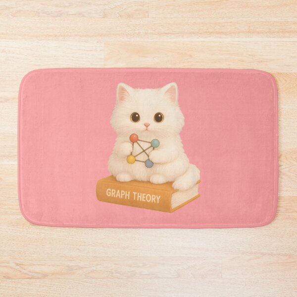 Item preview, Graph Theory Cat – Kawaii Fluffy White Kitten with Graph Toy on Book designed and sold by Nerd Romance Café.