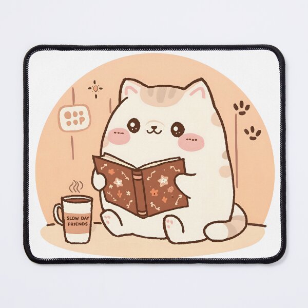 Item preview, Cozy Fantasy Reader Cat – Chubby Cat Reading a Thick Fantasy Novel with Sparkly Eyes designed and sold by SlowDayFriends.