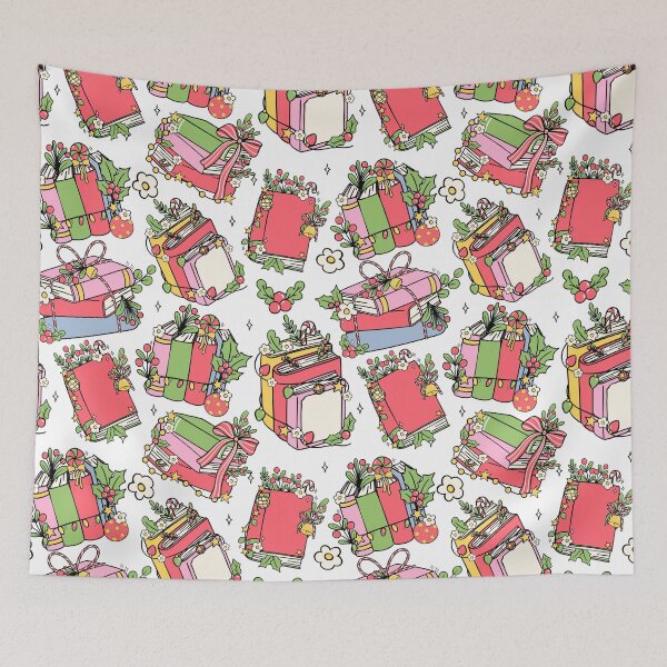 Item preview, Festive Book Stacks Wrapped in Christmas Lights  designed and sold by SpencerReedDes.