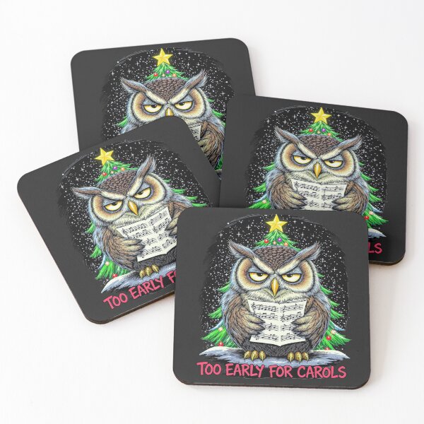 Item preview, Christmas Owl – “Too Early for Carols” | Grumpy Holiday Owl Design designed and sold by ColorSplash123.