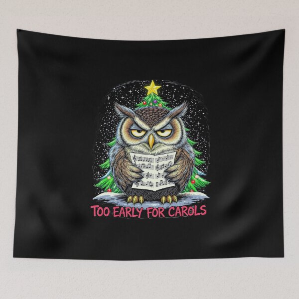Item preview, Christmas Owl – “Too Early for Carols” | Grumpy Holiday Owl Design designed and sold by ColorSplash123.
