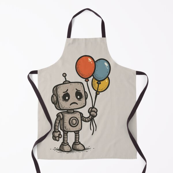 Artikelvorschau, Trauriger Roboter hält Luftballons entworfen und verkauft von Ghost on Toast.