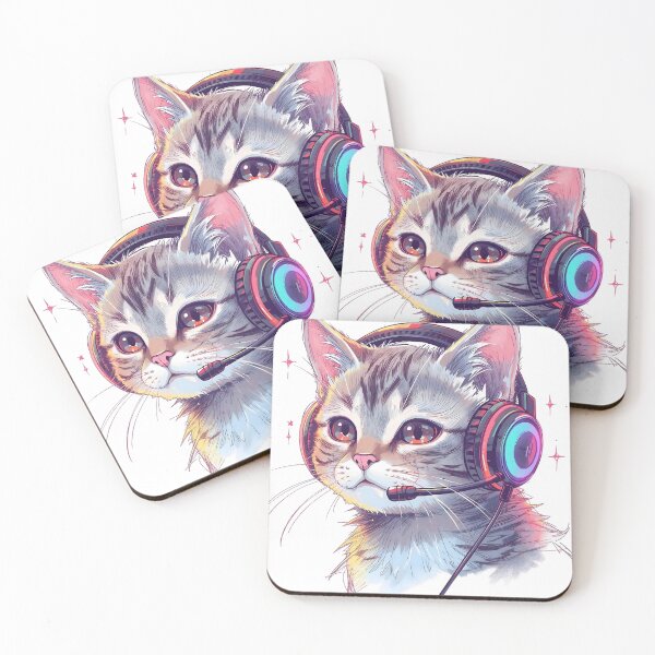 Artikelvorschau, Neon Gamer Cat RGB Headset Art entworfen und verkauft von SoulenCify.