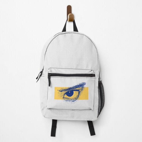 Item preview, Focused Gaze Blue Line Art Eye with Yellow Bar Pen and Ink Illustration designed and sold by fachhdy.
