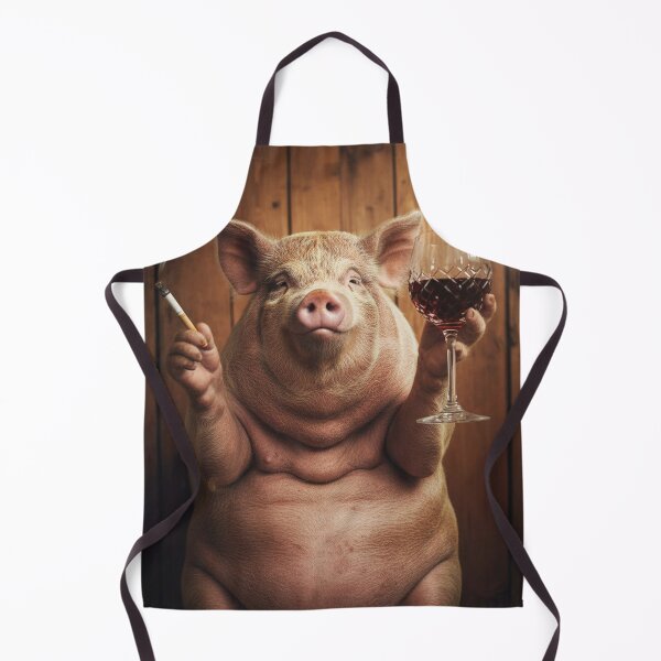 Item preview, Photoreal Pig on Toilet – Wine & Cigarette, Rustic Bathroom Wall Art designed and sold by vk09.