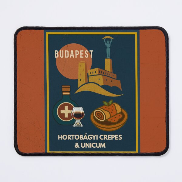 Item preview, Budapest Urban Gastro – Hortobágyi Crepes & Unicum Art Deco Poster designed and sold by IdolejaArt.
