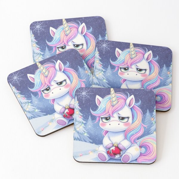 Item preview, Moody Christmas Unicorn – “Sparkle Somewhere Else” | Grumpy Holiday Unicorn Design designed and sold by ColorSplash123.