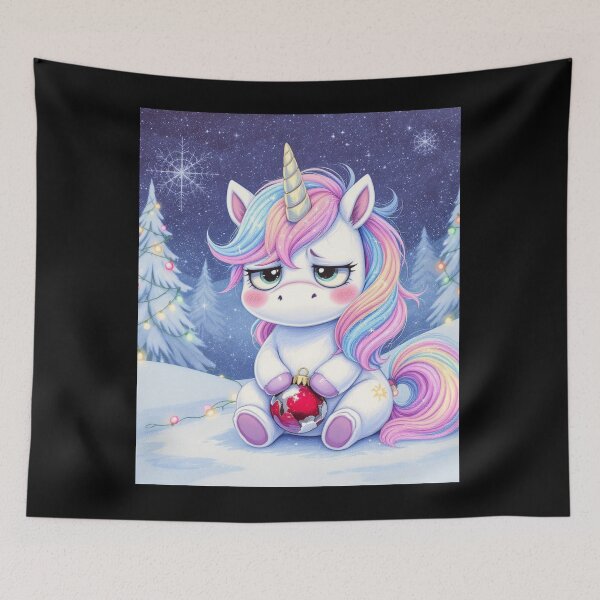 Item preview, Moody Christmas Unicorn – “Sparkle Somewhere Else” | Grumpy Holiday Unicorn Design designed and sold by ColorSplash123.