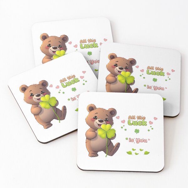Item preview, Cute Lucky Teddy Bear "All The Luck Is You" - St. Patrick's Day & Encouragement Art designed and sold by MCT-GALLERY.